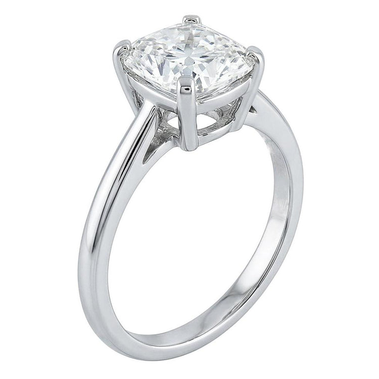 Bague Solitaire Grand Réel Diamant Taille Coussin 3 Carats