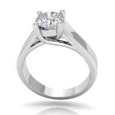 Bague Solitaire Gros Véritable Diamants 3.01 Ct. Bijoux En Or Blanc 14K