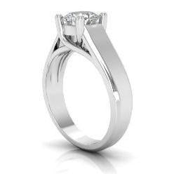 Bague Solitaire Gros Véritable Diamants 3.01 Ct. Bijoux En Or Blanc 14K