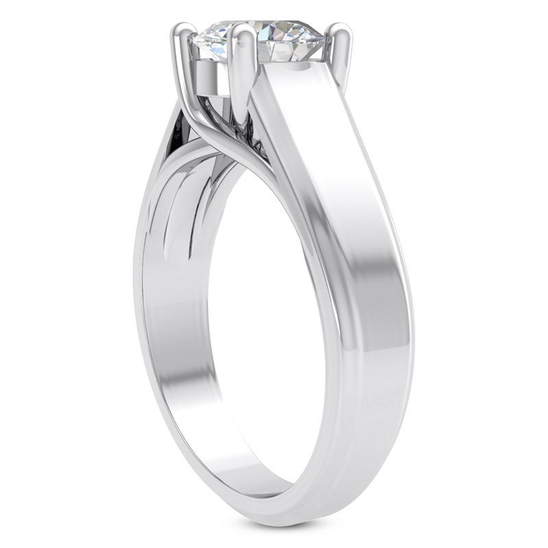 Bague Solitaire Gros Véritable Diamants 3.01 Ct. Bijoux En Or Blanc 14K