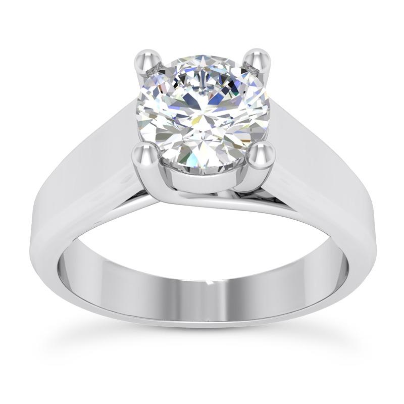 Bague Solitaire Gros Véritable Diamants 3.01 Ct. Bijoux En Or Blanc 14K