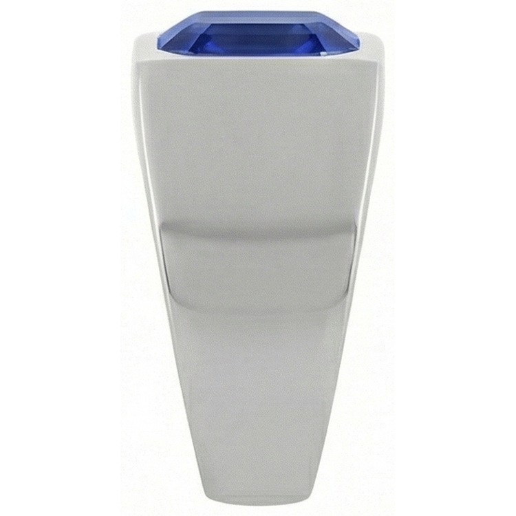 Bague Solitaire Homme 1.50 Carats Flush Set Saphir Bleu Asscher Cut