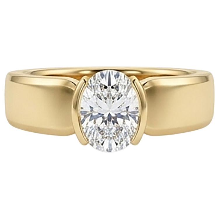 Bague Solitaire Homme Diamant Naturels Extraits des Mines ( et non cultivés en laboratoire ) Ovale 1.50 Carats Bijoux Or Jaune