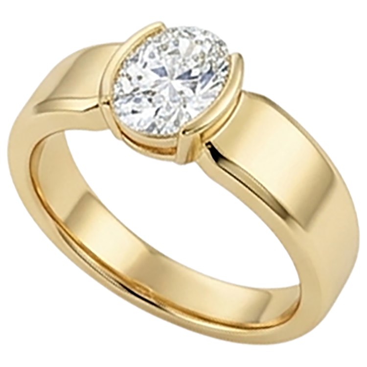 Bague Solitaire Homme Diamant Naturels Extraits des Mines ( et non cultivés en laboratoire ) Ovale 1.50 Carats Bijoux Or Jaune