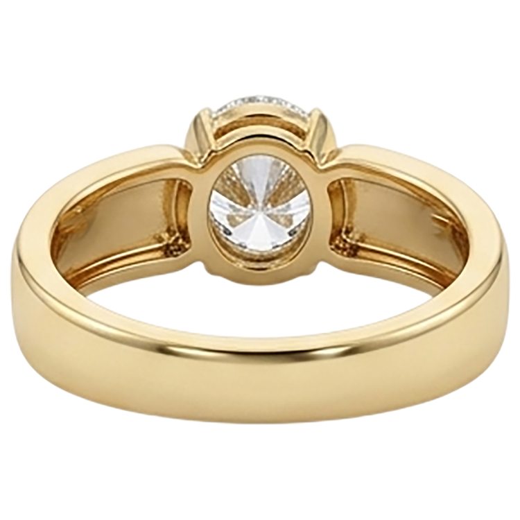 Bague Solitaire Homme Diamant Naturels Extraits des Mines ( et non cultivés en laboratoire ) Ovale 1.50 Carats Bijoux Or Jaune