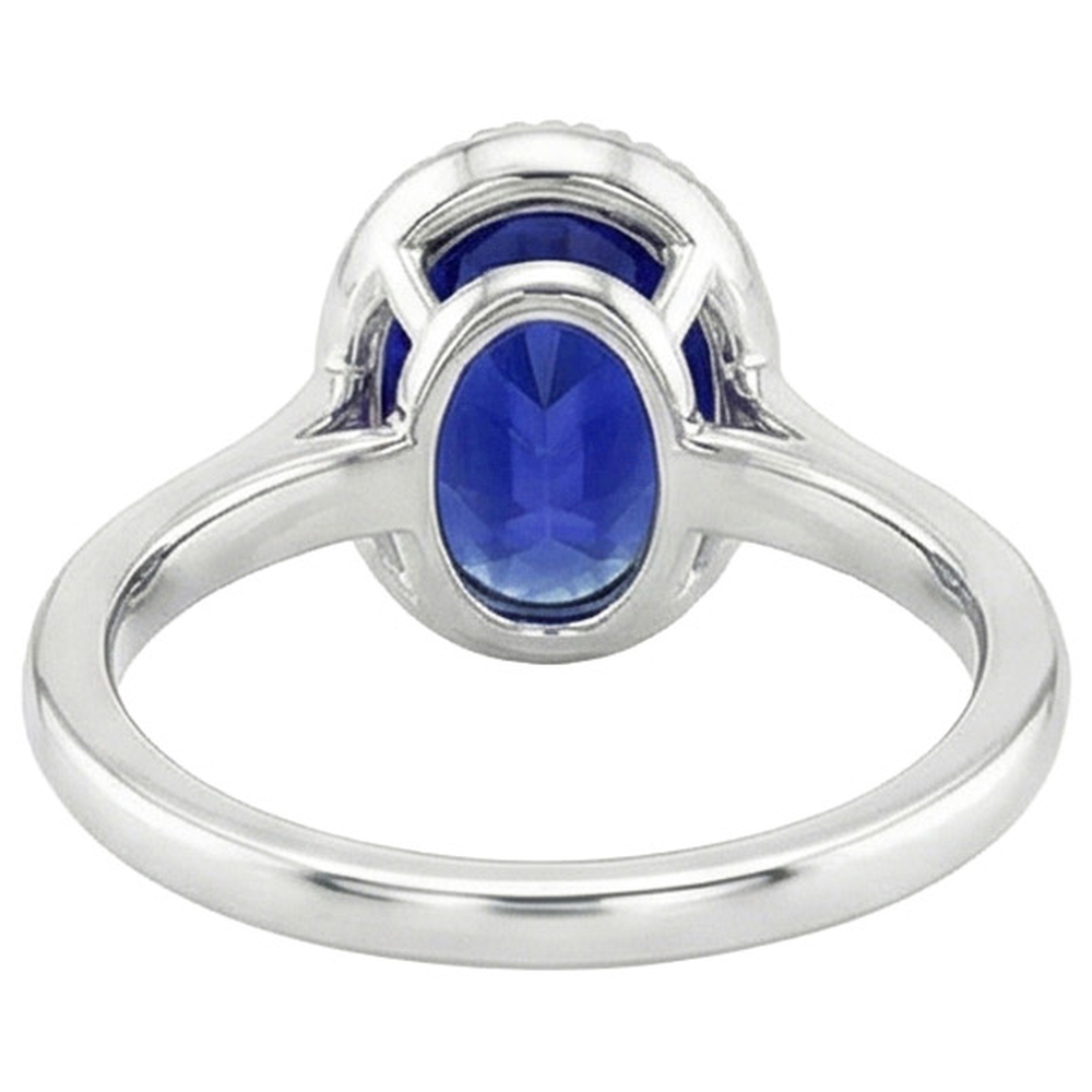 naturel oval saphir 3carats bague détail rapproché