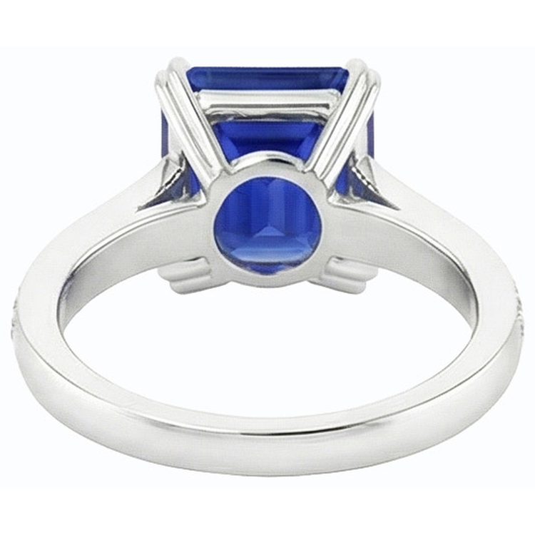 Bague Solitaire Mariage Avec Accents Saphir Bleu Émeraude 3 Carats