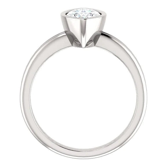 Bague Solitaire Marquise Réel Diamant 3 Carats Lunette Sertie Or Blanc 14K