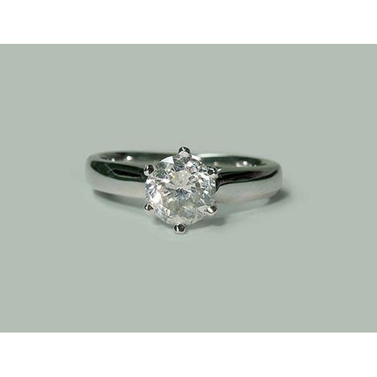 Bague Solitaire Naturel Diamant 1.30 Carat Or Blanc 14K