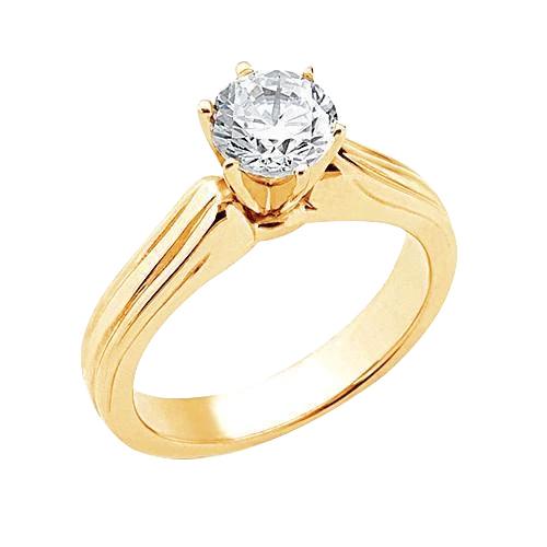 Bague Solitaire Naturel Diamant 1.51 Carat Fiançailles Or Jaune 14K