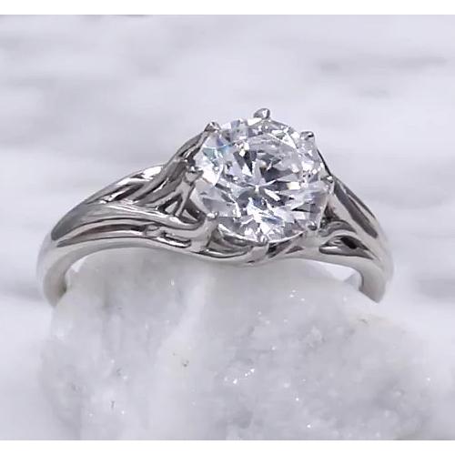 Bague Solitaire Naturel Diamant 2 Carats Sertissage Treillis