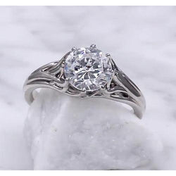 Bague Solitaire Naturel Diamant 2 Carats Sertissage Treillis