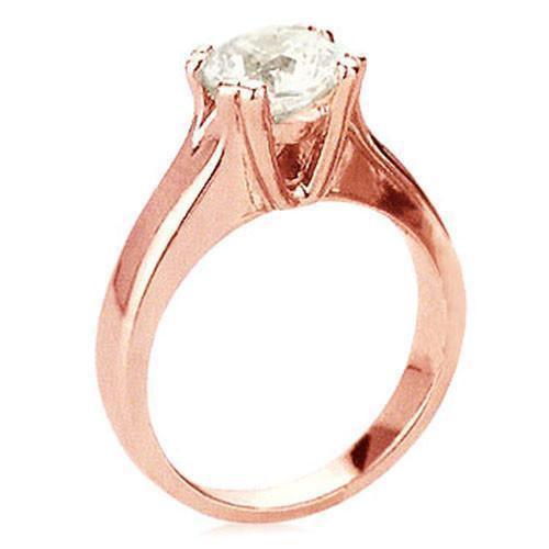 Bague Solitaire Naturel Diamant 2.50 Carats En Or Rose