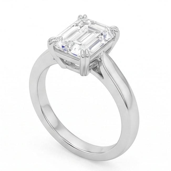 Bague Solitaire Naturel Diamant Naturels Extraits des Mines ( et non cultivés en laboratoire ) Forme Émeraude