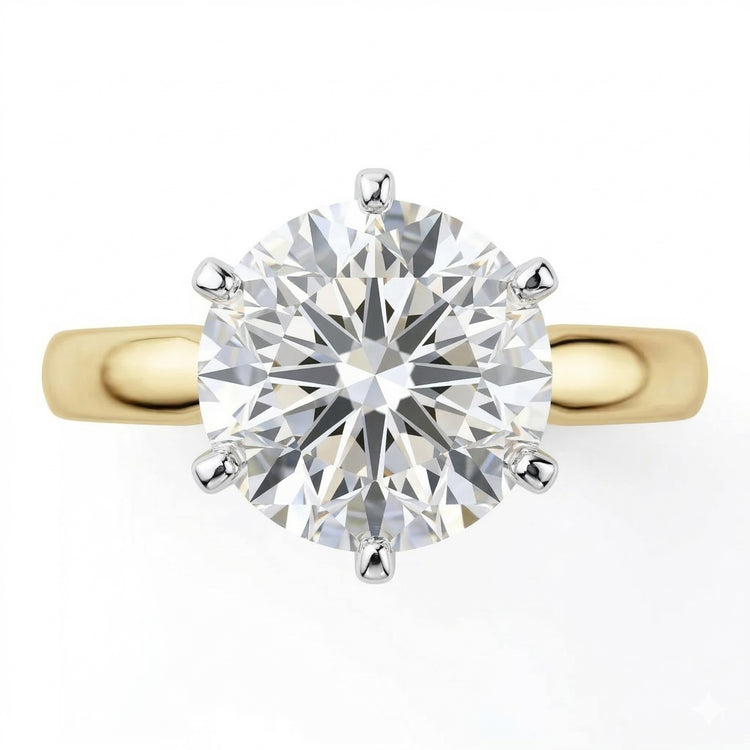 Bague Solitaire Naturel Diamant Naturels Extraits des Mines ( et non cultivés en laboratoire ) Ronde Confort Deux Tons 1 Carat