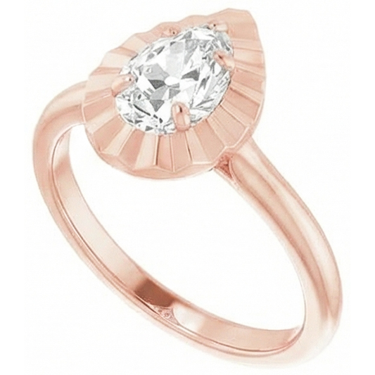 naturel pear diamant 14carats bague angle de côté