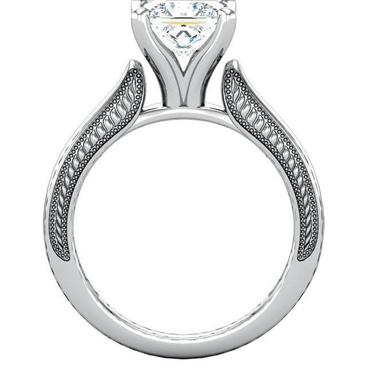Bague Solitaire Naturel Diamant Princesse De Style Vintage De 1.50 Carat