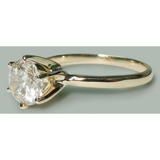 Bague Solitaire Naturel Diamant Rond 1.50 Carat Or Jaune 14K