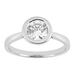 Bague Solitaire Naturel Diamant Rond Serti Clos 2.50 Ct.