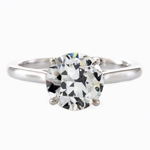 Bague Solitaire Naturel Diamant Rond Taille Ancienne Or 14K Bijouterie 2 Carats