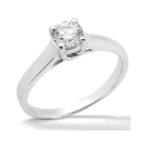 Bague Solitaire Naturel Diamant Style Griffe 1 Ct. Or Blanc 14K