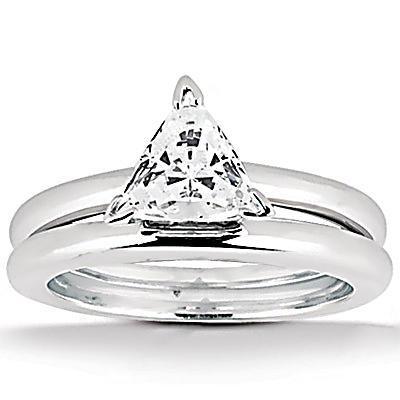 Bague Solitaire Naturel Diamant Taille Trillion