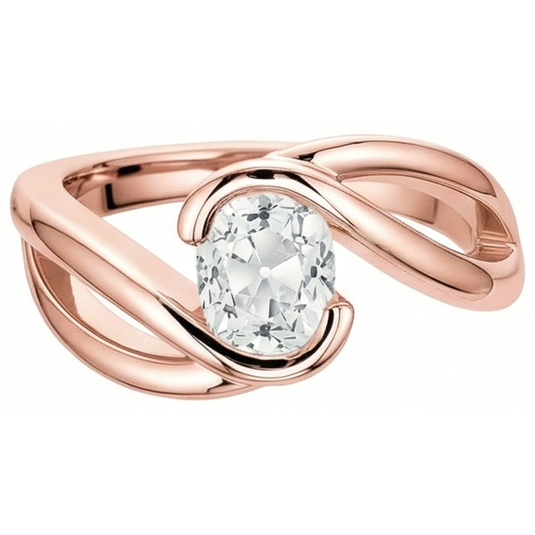 Bague Solitaire Old Cut Coussin Réel Diamant 3.75 Carats Tige Fendue