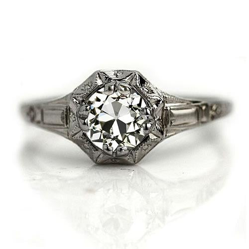 Bague Solitaire Or 14K Ancienne Mine Cut Réel Diamant Style Antique 1.50 Carats