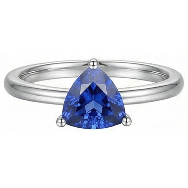 naturel trillion saphir 1.50carats bague vue de dessus