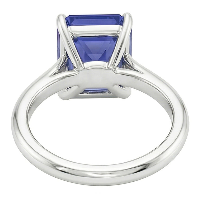 Bague Solitaire Or Blanc 2 Carats Taille Emeraude Saphir Srilanka