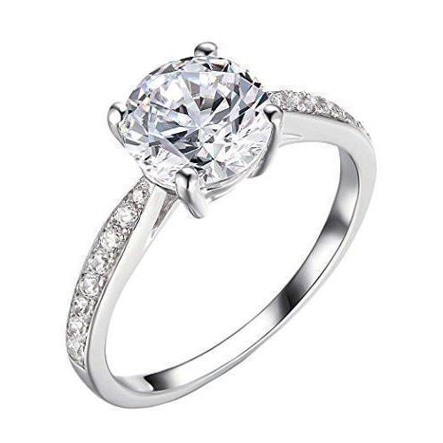 Bague Solitaire Or Blanc Avec Accents Réel Diamants 2.45 Carats