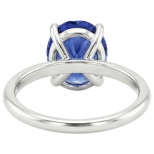Bague Solitaire Or Blanc Bijou Ovale Saphir Ceylan 2 Carats
