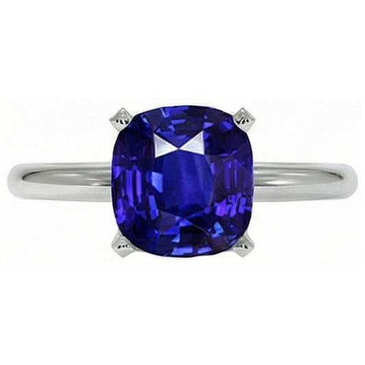 naturel cushion diamant 2.25carats bague angle de côté