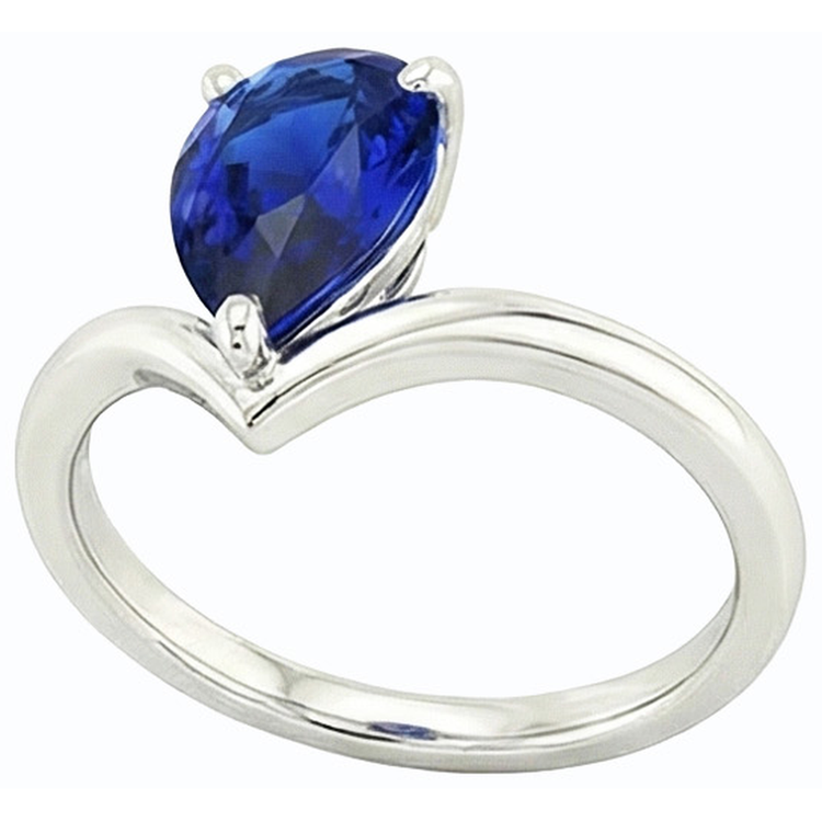 naturel pear diamant 2.50carats bague détail rapproché