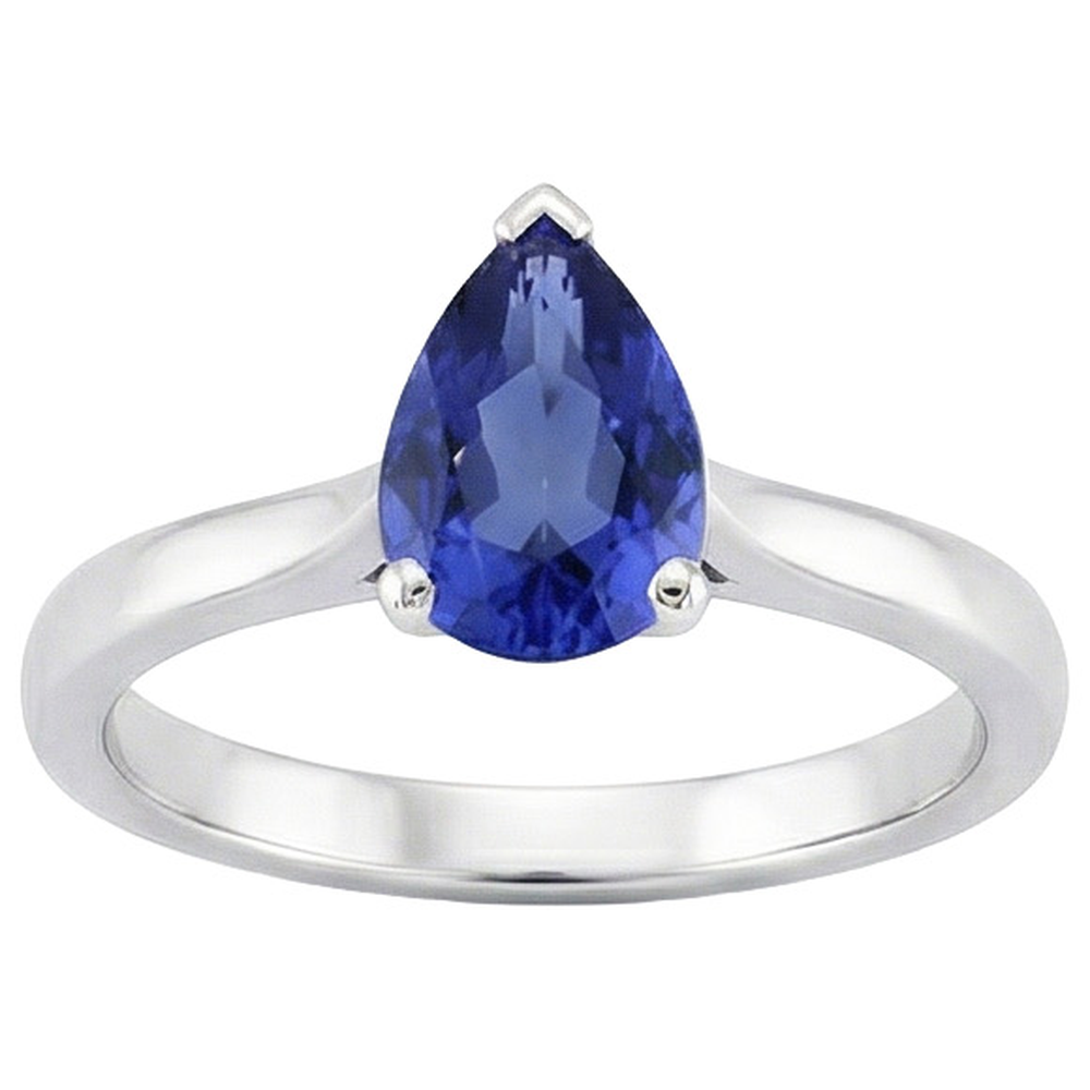 naturel pear saphir 2.50carats bague détail rapproché