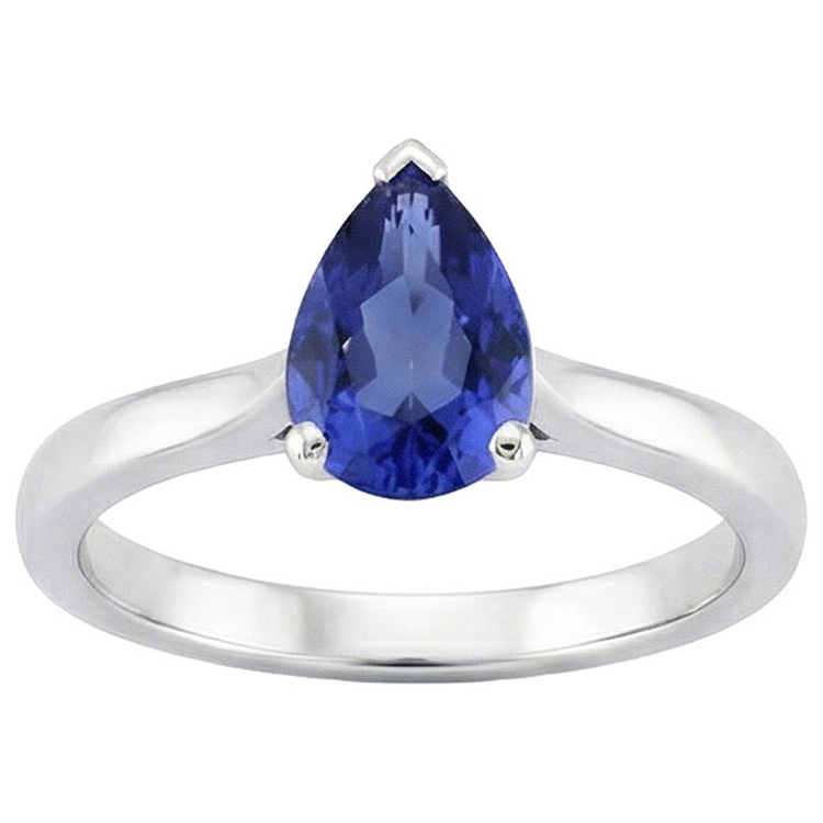 naturel pear saphir 2.50carats bague détail rapproché