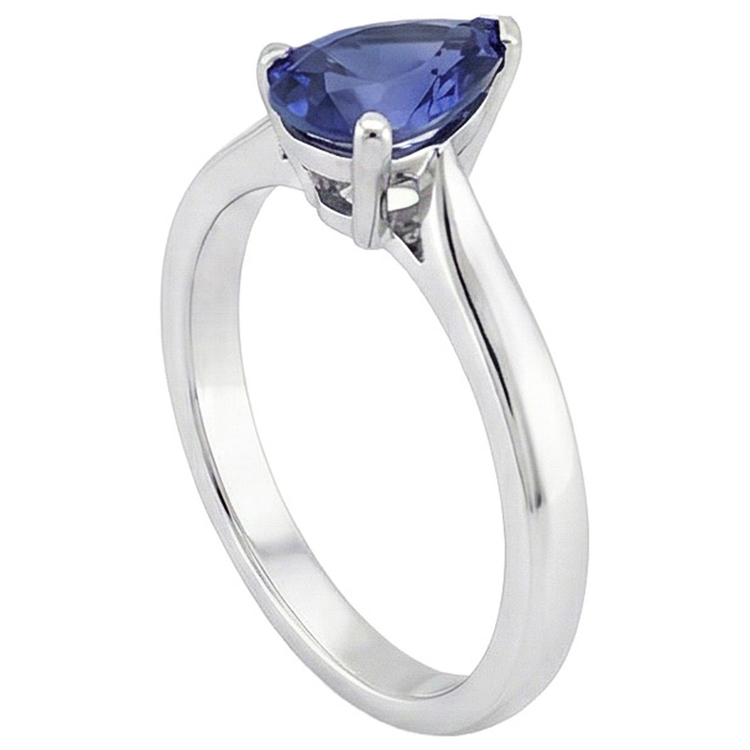 naturel pear saphir 2.50carats bague vue de dessus