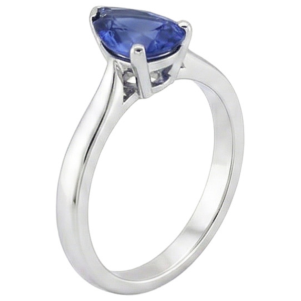 naturel pear saphir 2.50carats bague vue de profil