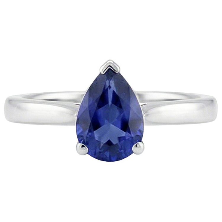 naturel pear saphir 2.50carats bague sur blanc