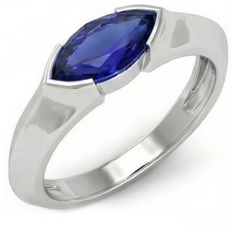 naturel marquise saphir 1carats bague trois quarts