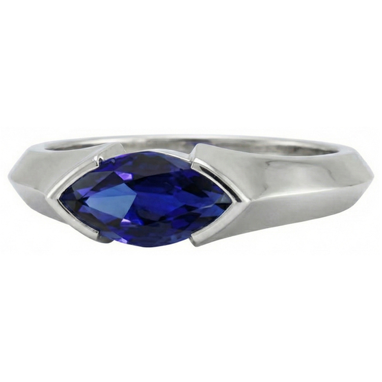 naturel marquise saphir 1carats bague vue de dessus