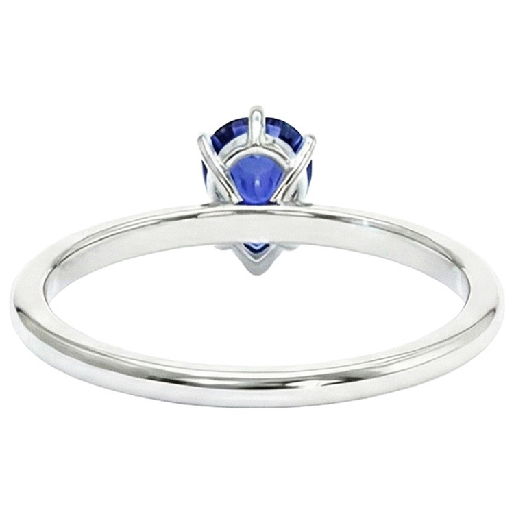 Bague Solitaire Or Blanc Style Larme Poire Saphir Bleu 2 Carats