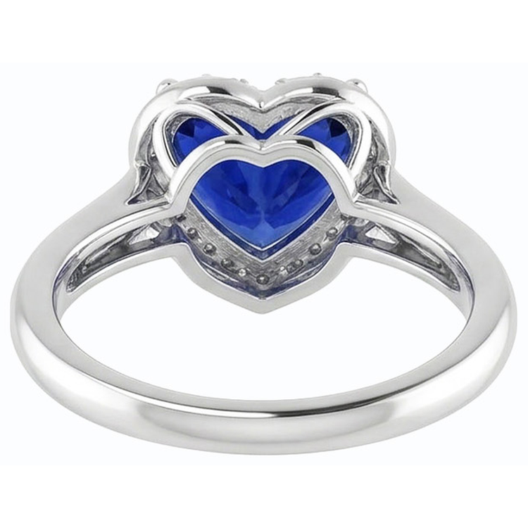 Bague Solitaire Or Coeur Srilanka Saphir 2.50 Carats Bijoux Femme