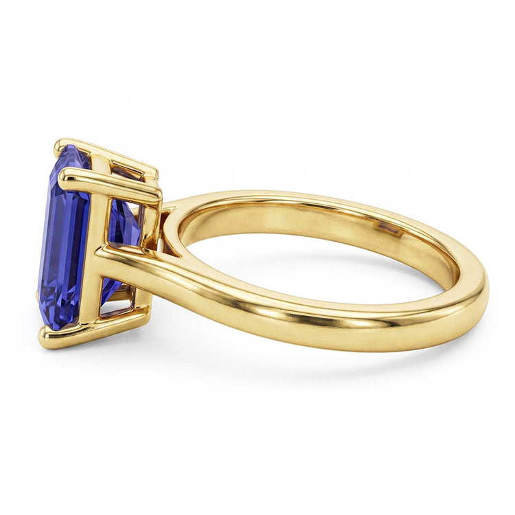 Bague Solitaire Or Jaune Emeraude Ceylan Saphir Pierre Gemme 2 Carats
