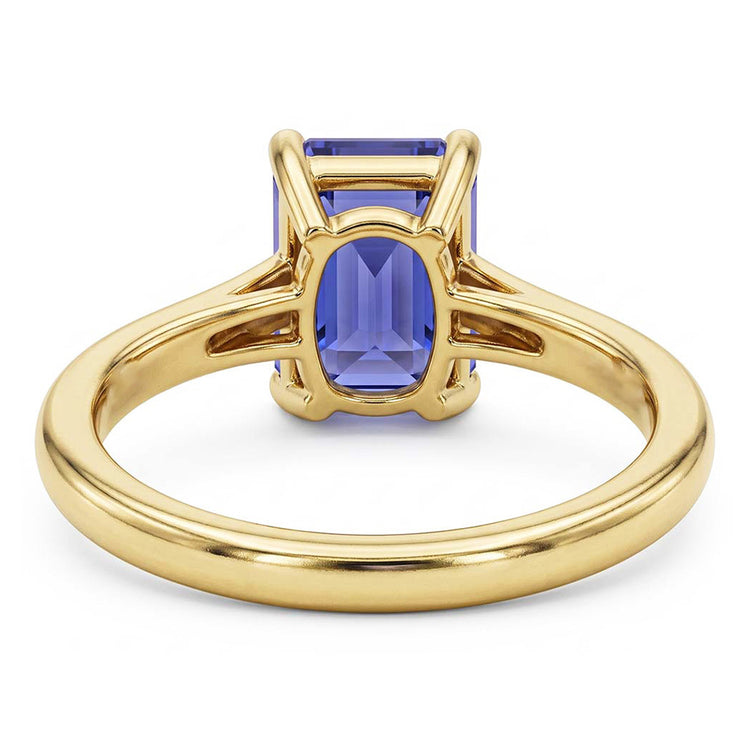 Bague Solitaire Or Jaune Emeraude Ceylan Saphir Pierre Gemme 2 Carats