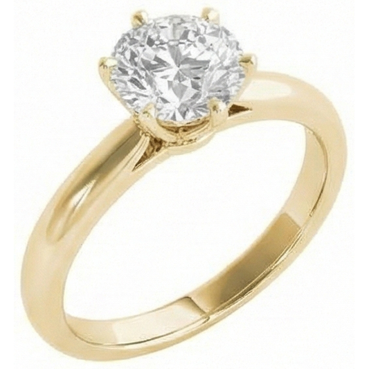 Bague Solitaire Or Jaune Réel Diamant Taille Ancienne Sertie Griffe 2.50 Carats