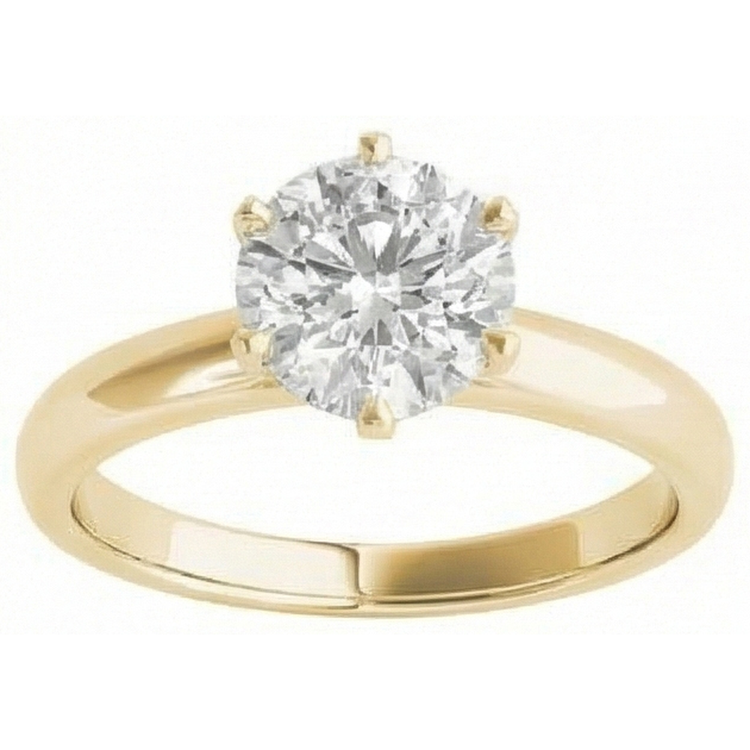 Bague Solitaire Or Jaune Réel Diamant Taille Ancienne Sertie Griffe 2.50 Carats