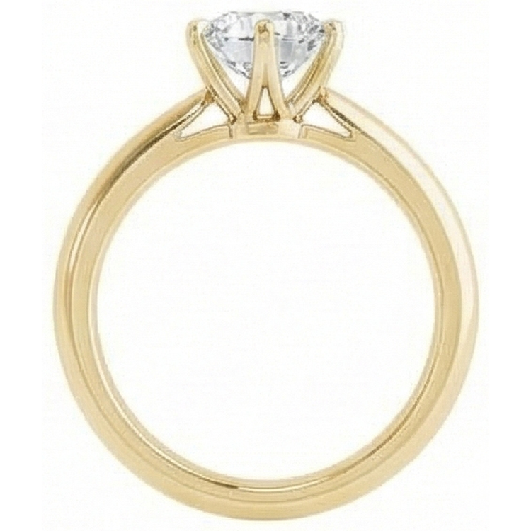 Bague Solitaire Or Jaune Réel Diamant Taille Ancienne Sertie Griffe 2.50 Carats