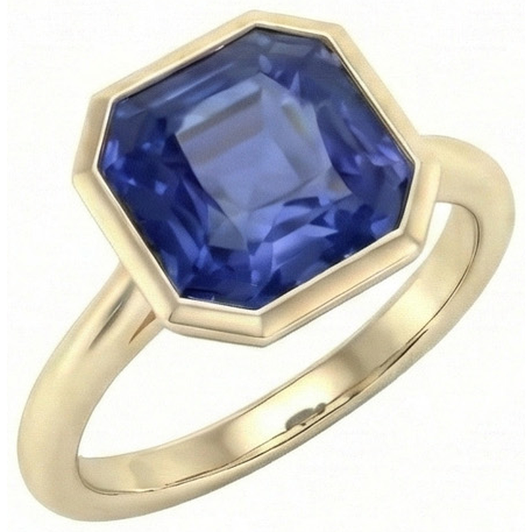 Bague Solitaire Or Jaune Saphir Ceylan Serti 5 Carats
