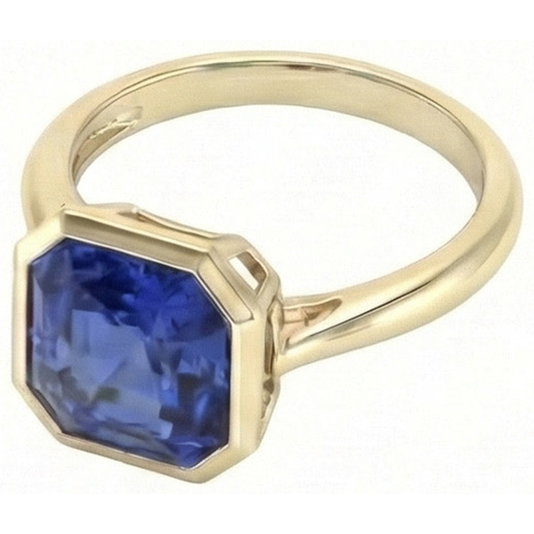 Bague Solitaire Or Jaune Saphir Ceylan Serti 5 Carats
